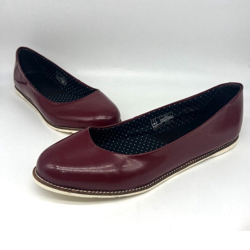 Dr Doc Martens Marie Flats Women's 11 Red Maroon Patent Leather